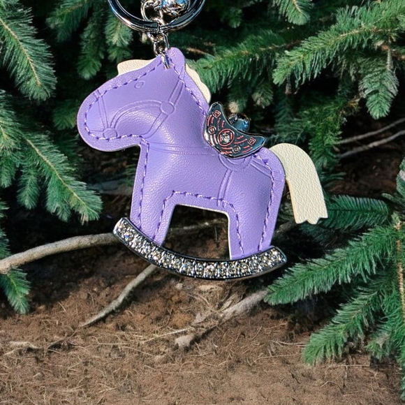 SALE!! Purple Rocking Horse Handbag Charm/Keychain--NWOT - Picture 2 of 5